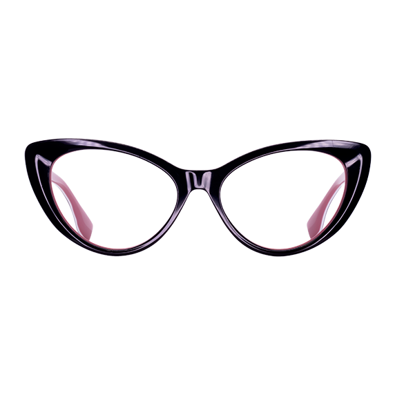 LENTES GERONA DE ACETATO COLOR NEGRO/ ROSA OSCURO- GER CR- 005